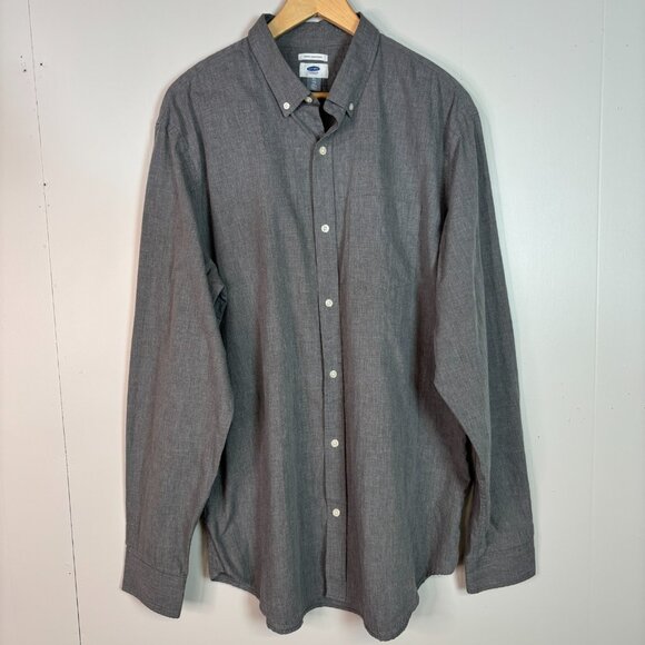 Old Navy Shirt XL Tall Gray Slim Fit Button-Front Cotton Blend Men's XLT - Picture 1 of 8